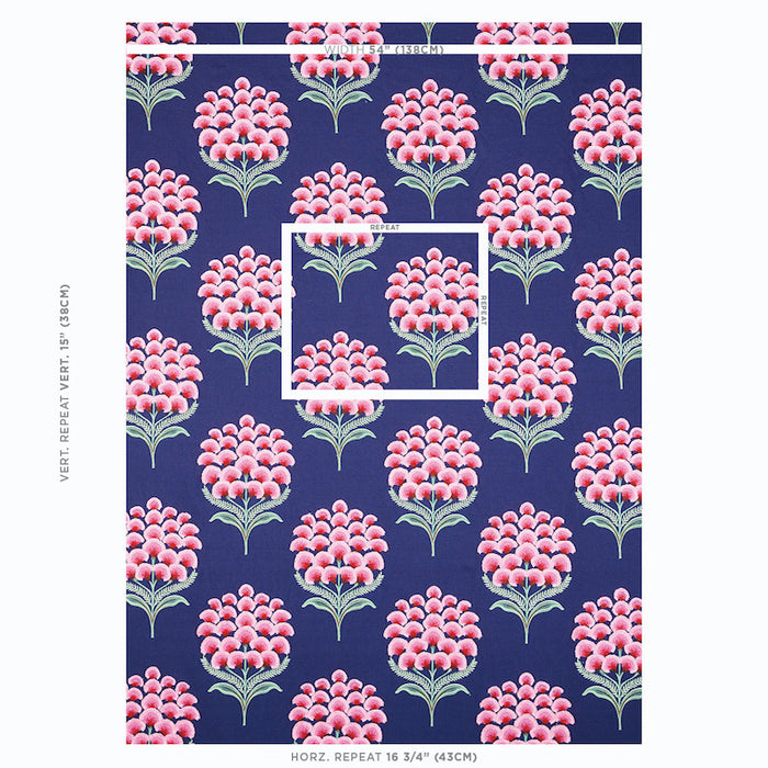 Schumacher Aurelia Embroidery Navy Fabric 78810