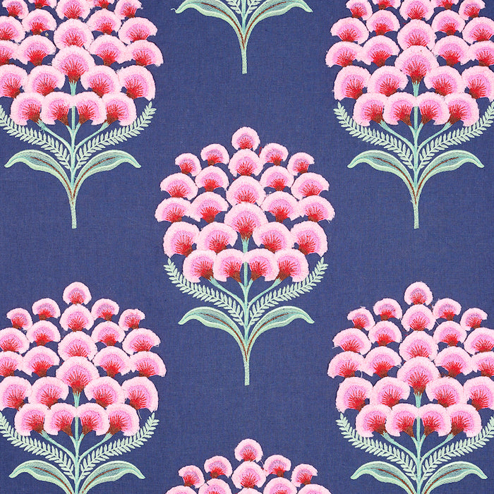 Schumacher Aurelia Embroidery Navy Fabric 78810