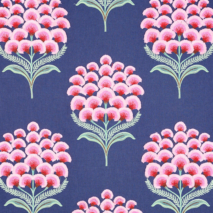 Schumacher Aurelia Embroidery Navy Fabric Sample 78810