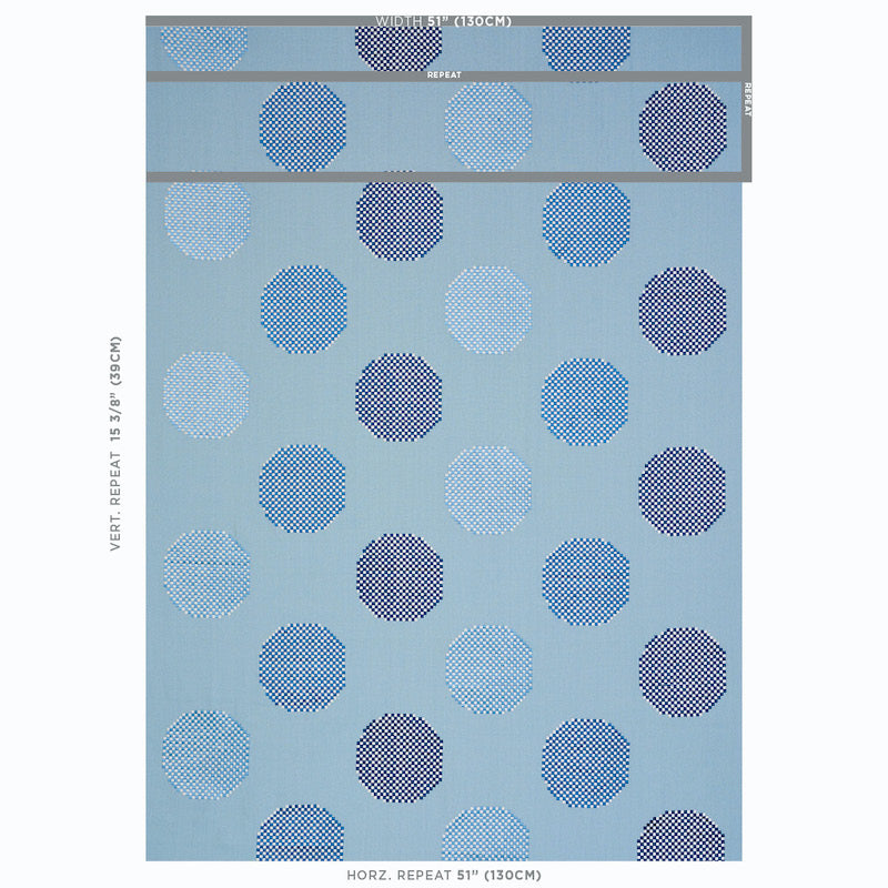 Schumacher Hansen Embroidery Blue Fabric 78942