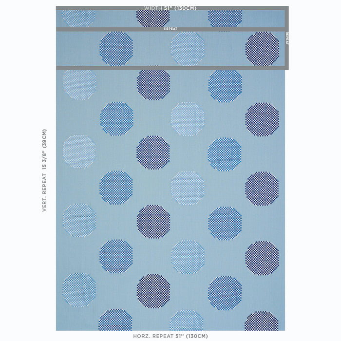 Schumacher Hansen Embroidery Blue Fabric 78942