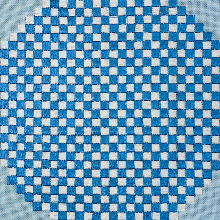 Schumacher Hansen Embroidery Blue Fabric Sample 78942