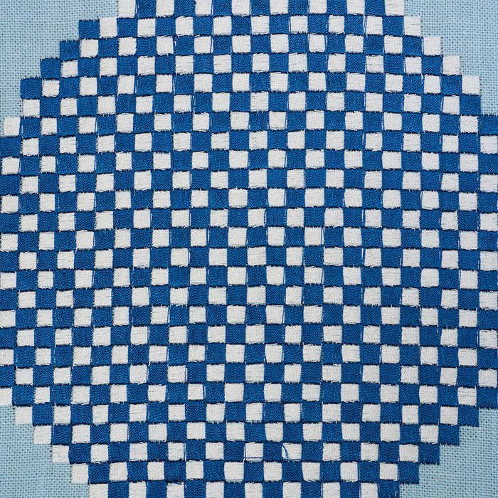 Schumacher Hansen Embroidery Blue Fabric Sample 78942