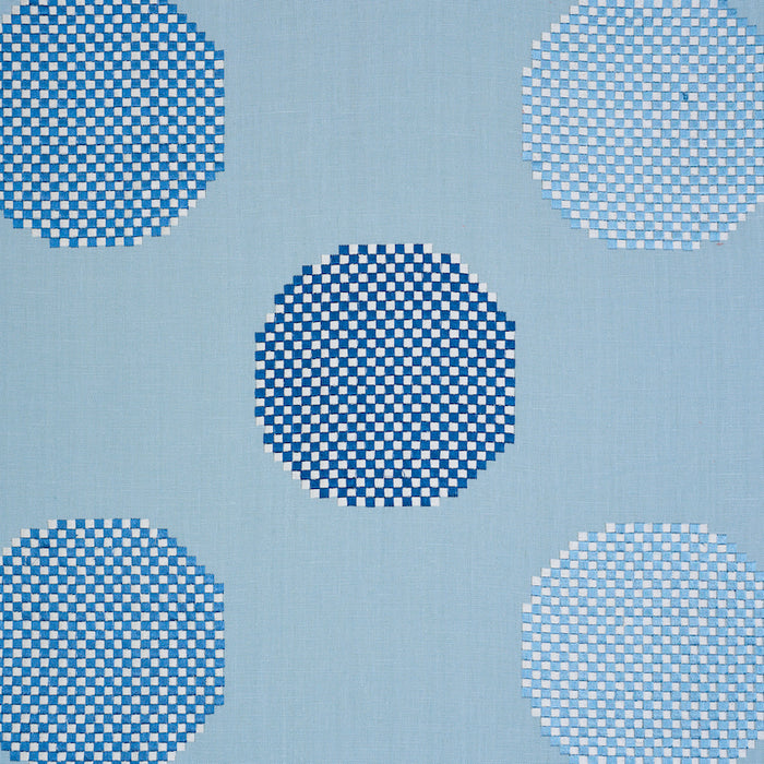 Schumacher Hansen Embroidery Blue Fabric 78942