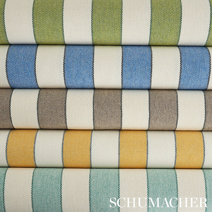 Schumacher Blumont Stripe Indoor/Outdoor Aqua Fabric Sample 79053