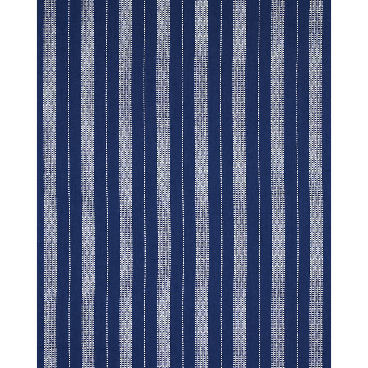 Schumacher Lubeck Stripe Ivory On Blue Fabric 79097