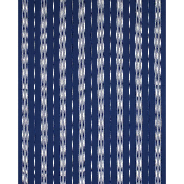 Schumacher Lubeck Stripe Ivory On Blue Fabric 79097