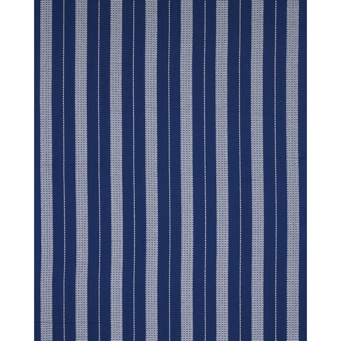 Schumacher Lubeck Stripe Ivory On Blue Fabric Sample 79097