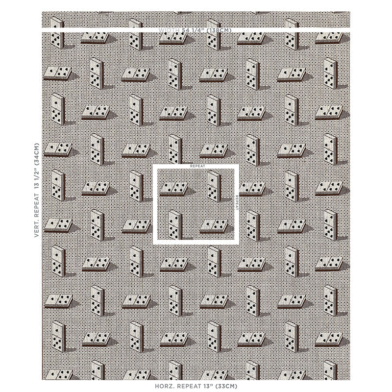 Schumacher Domino Epingle Brown Fabric Sample 79322