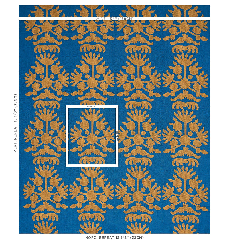 Schumacher Cybele Embroidery Blue Fabric 79470