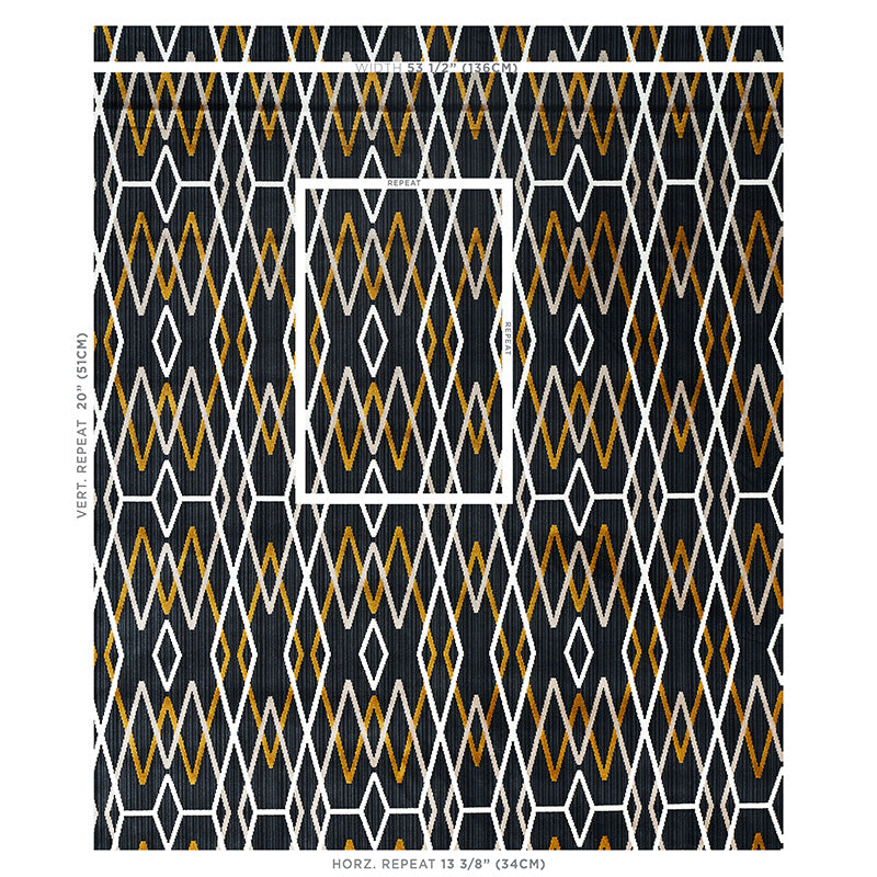 Schumacher Kyoto Trellis Soot Fabric 79530