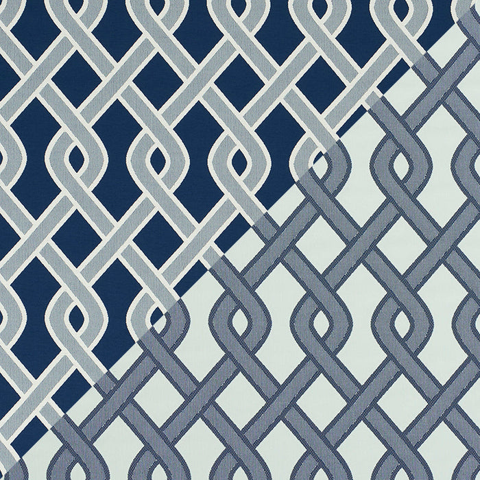 Schumacher Cleo Trellis Indoor/Outdoor Blue Fabric Sample 79570