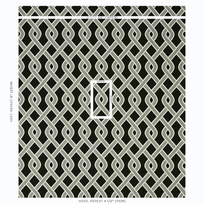 Schumacher Cleo Trellis Indoor/Outdoor Black Fabric Sample 79571