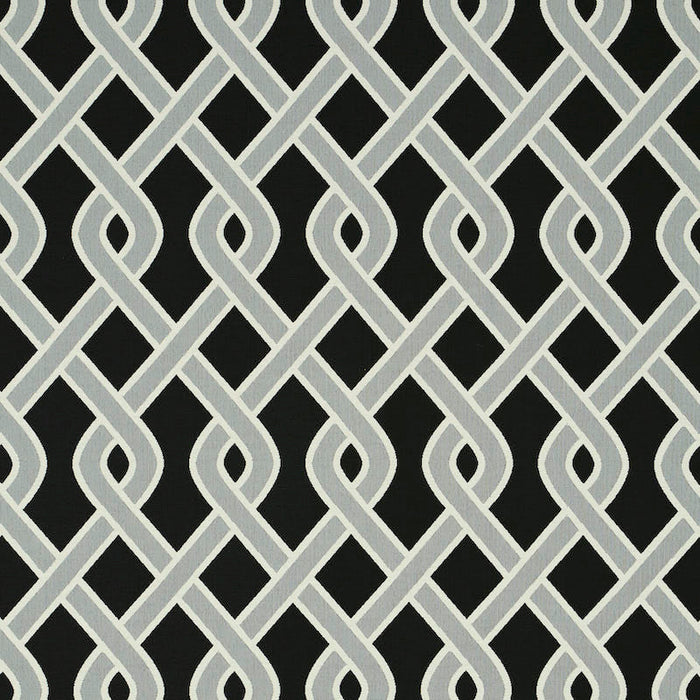 Schumacher Cleo Trellis Indoor/Outdoor Black Fabric Sample 79571