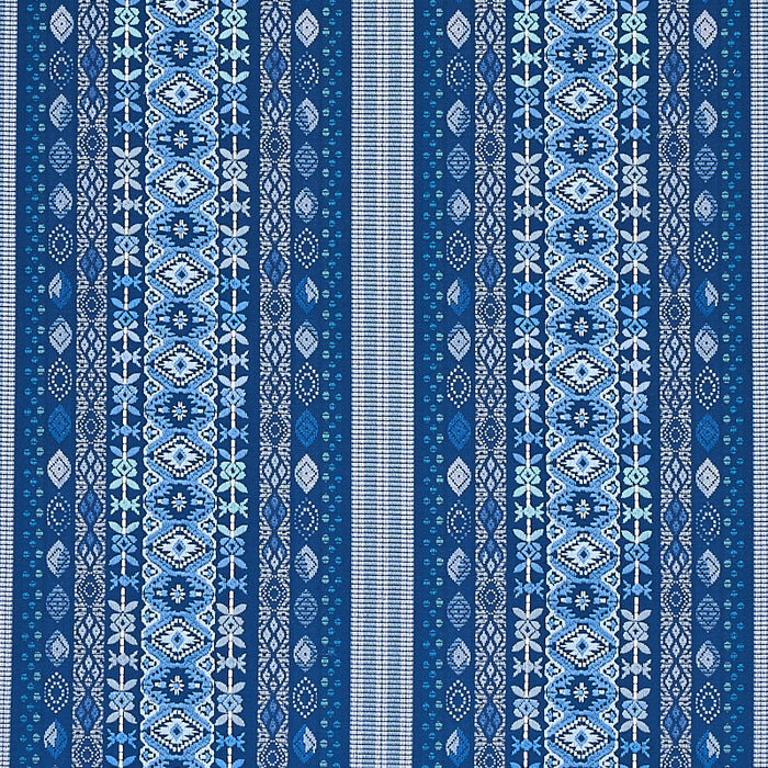 Schumacher Cosima Embroidery Blue Multi Fabric 79680