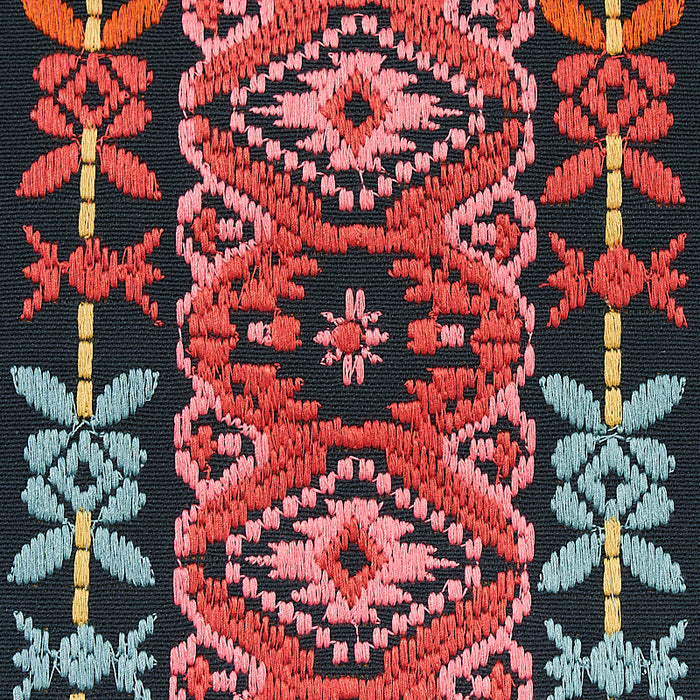 Schumacher Cosima Embroidery Carbon Multi Fabric Sample 79681