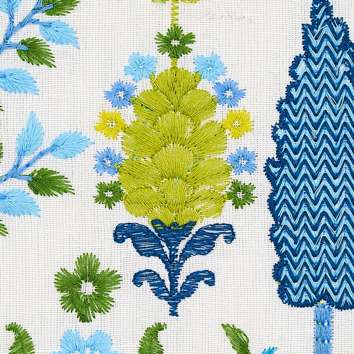 Schumacher Desna Blue & Green Fabric Sample 79821