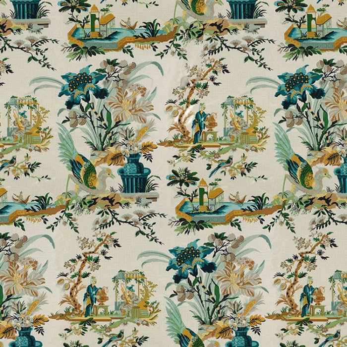 Brunschwig & Fils Le Lac Aqua/Green Fabric 8012136.513.0