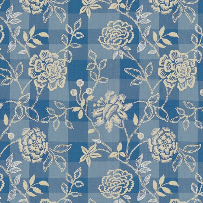 Brunschwig & Fils Kinevine Emb French Blue Fabric 8013112.15.0