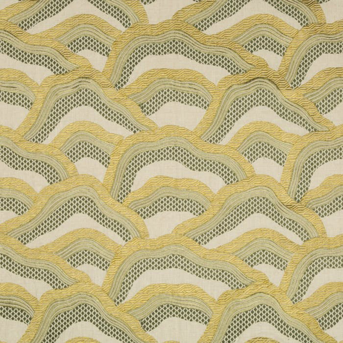 Brunschwig & Fils Les Rizieres Emb Citron Fabric 8017127.340.0