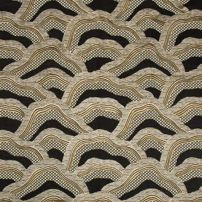 Brunschwig & Fils Les Rizieres Emb Black/Gold Fabric 8017127.48.0