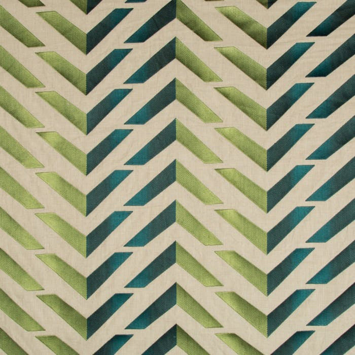 Brunschwig & Fils Les Vagues Emb Green/Teal Fabric 8017128.335.0