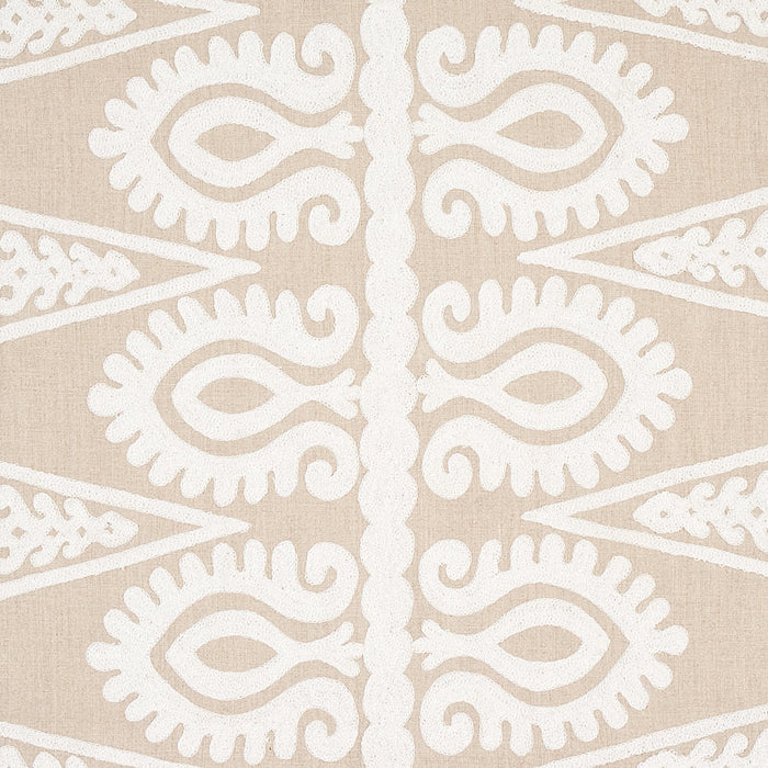 Schumacher Seema Ivory On Natural Fabric Sample 80211