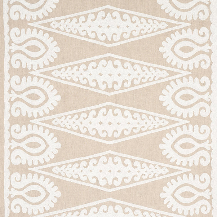 Schumacher Seema Ivory On Natural Fabric Sample 80211