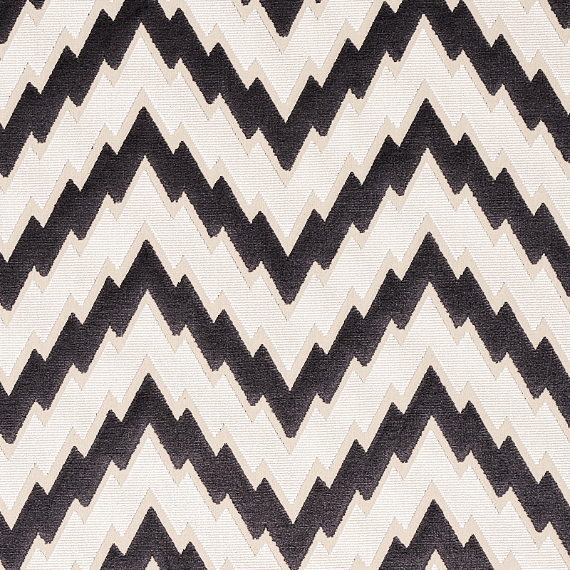 Schumacher Florentine Chevron Velvet Black Fabric 80220