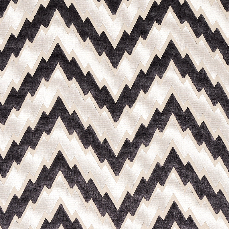 Schumacher Florentine Chevron Velvet Black Fabric Sample 80220