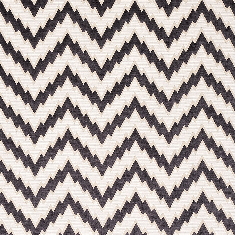 Schumacher Florentine Chevron Velvet Black Fabric 80220