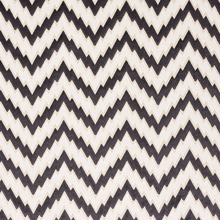 Schumacher Florentine Chevron Velvet Black Fabric Sample 80220