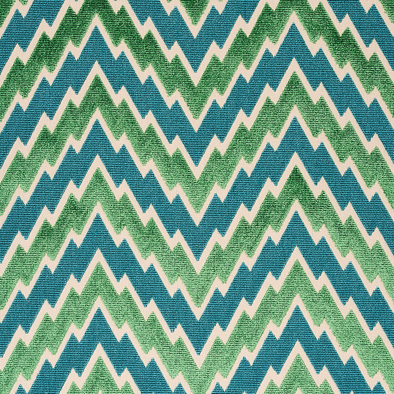 Schumacher Florentine Chevron Velvet Emerald Fabric 80221