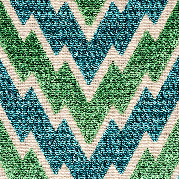 Schumacher Florentine Chevron Velvet Emerald Fabric Sample 80221