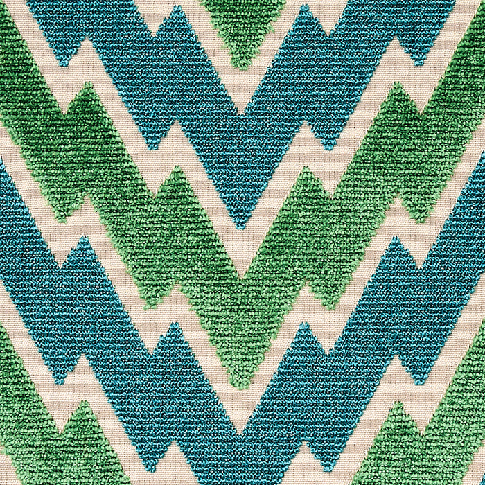 Schumacher Florentine Chevron Velvet Emerald Fabric 80221