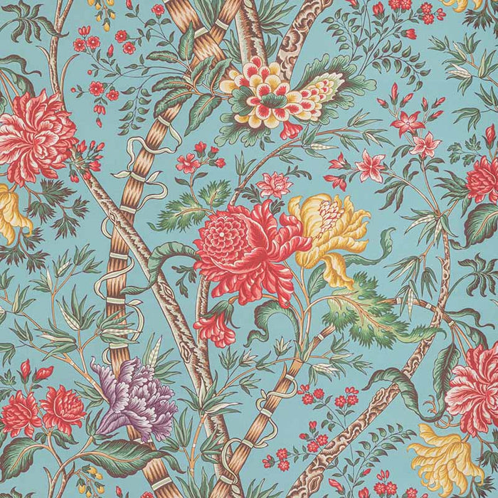 Brunschwig & Fils Luberon Print Aqua/Multi Fabric 8022100.1319.0