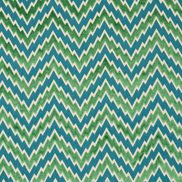 Schumacher Florentine Chevron Velvet Emerald Fabric Sample 80221