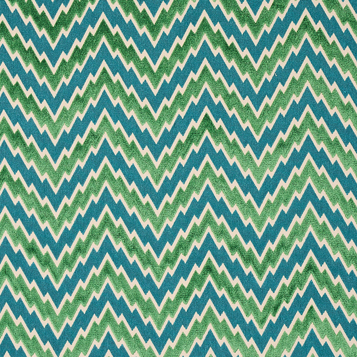 Schumacher Florentine Chevron Velvet Emerald Fabric 80221