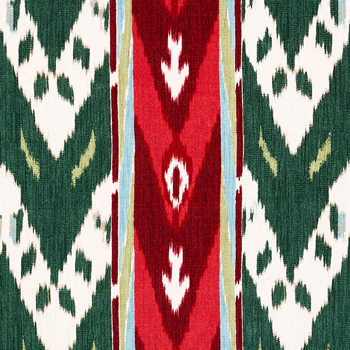 Schumacher Samar Ikat Velvet Green Fabric Sample 80241