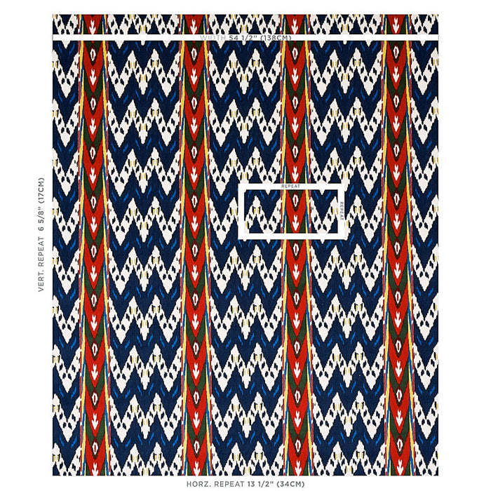 Schumacher Samar Ikat Velvet Blue Fabric Sample 80242