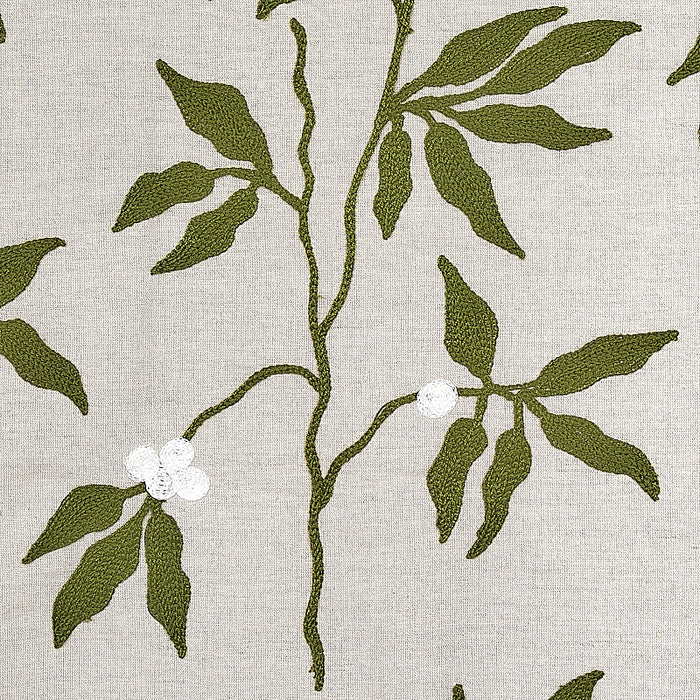 Schumacher Lilla Embroidery Olive On Neutral Fabric Sample 80430