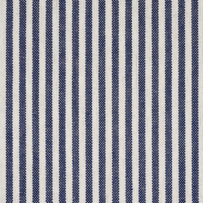 Schumacher Lilly Stripe High Performance Navy & Ivory Fabric Sample 80491