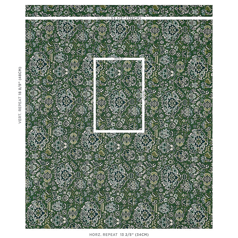 Schumacher Pallay Epingle Emerald Fabric Sample 80620