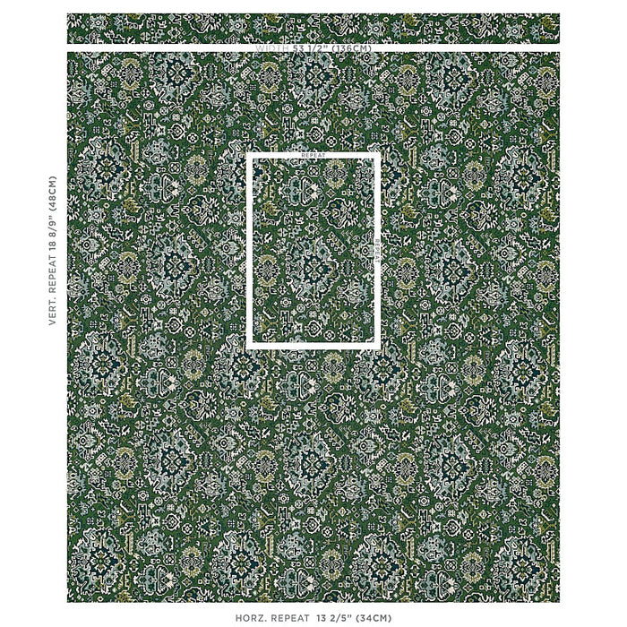 Schumacher Pallay Epingle Emerald Fabric Sample 80620