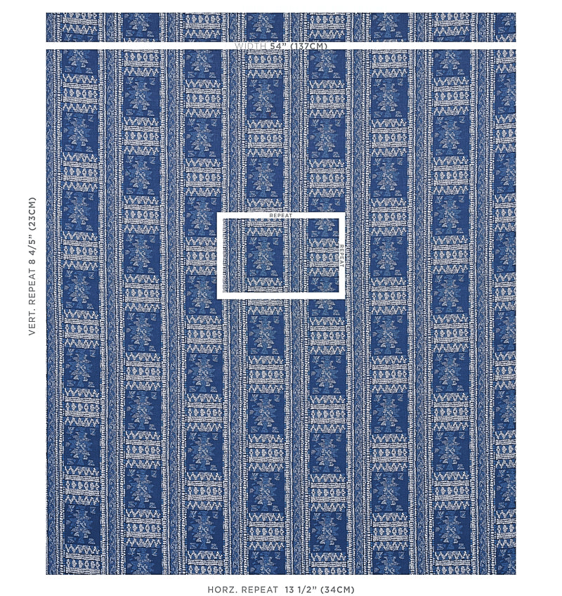 Schumacher Maracena Jacquard Blue Fabric 80630