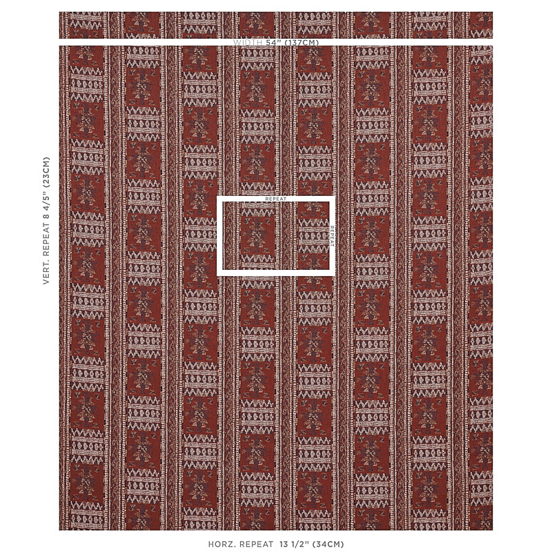 Schumacher Maracena Jacquard Red Fabric 80631