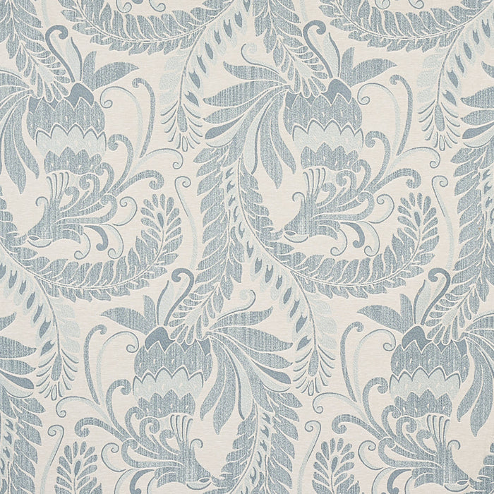 Schumacher Orley Blue On Light Blue Fabric Sample 80641