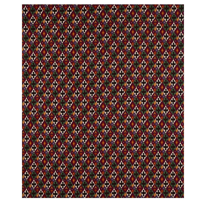 Schumacher Sasha Diamond Ikat Jade And Plum Fabric 80662