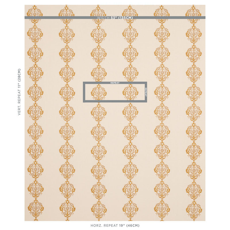 Schumacher Constantine Natural & Ochre Fabric 80712