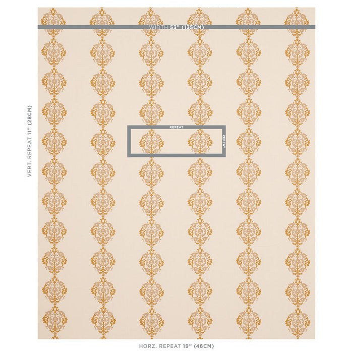 Schumacher Constantine Natural & Ochre Fabric Sample 80712